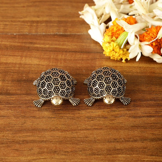 Pure Brass Handcrafted Vastu Feng Shui Tortoise Pair | Intricately Carved - Budhshiv.com