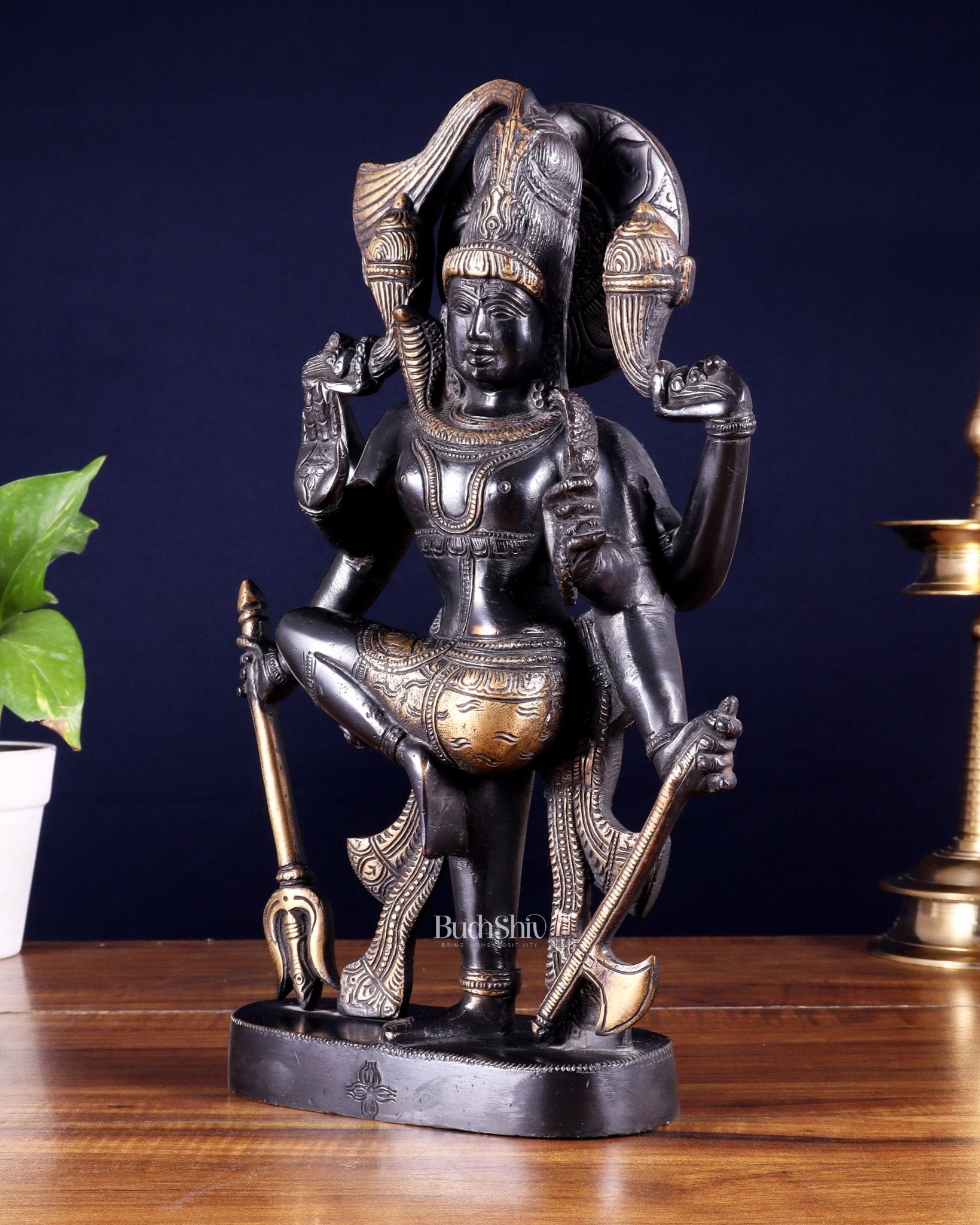 Pure Brass Handcrafted veer bhadra swamy Lord Shiva with 6 Arms - 13 inch - Budhshiv.com