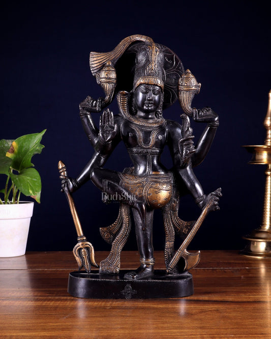 Pure Brass Handcrafted veer bhadra swamy Lord Shiva with 6 Arms - 13 inch - Budhshiv.com