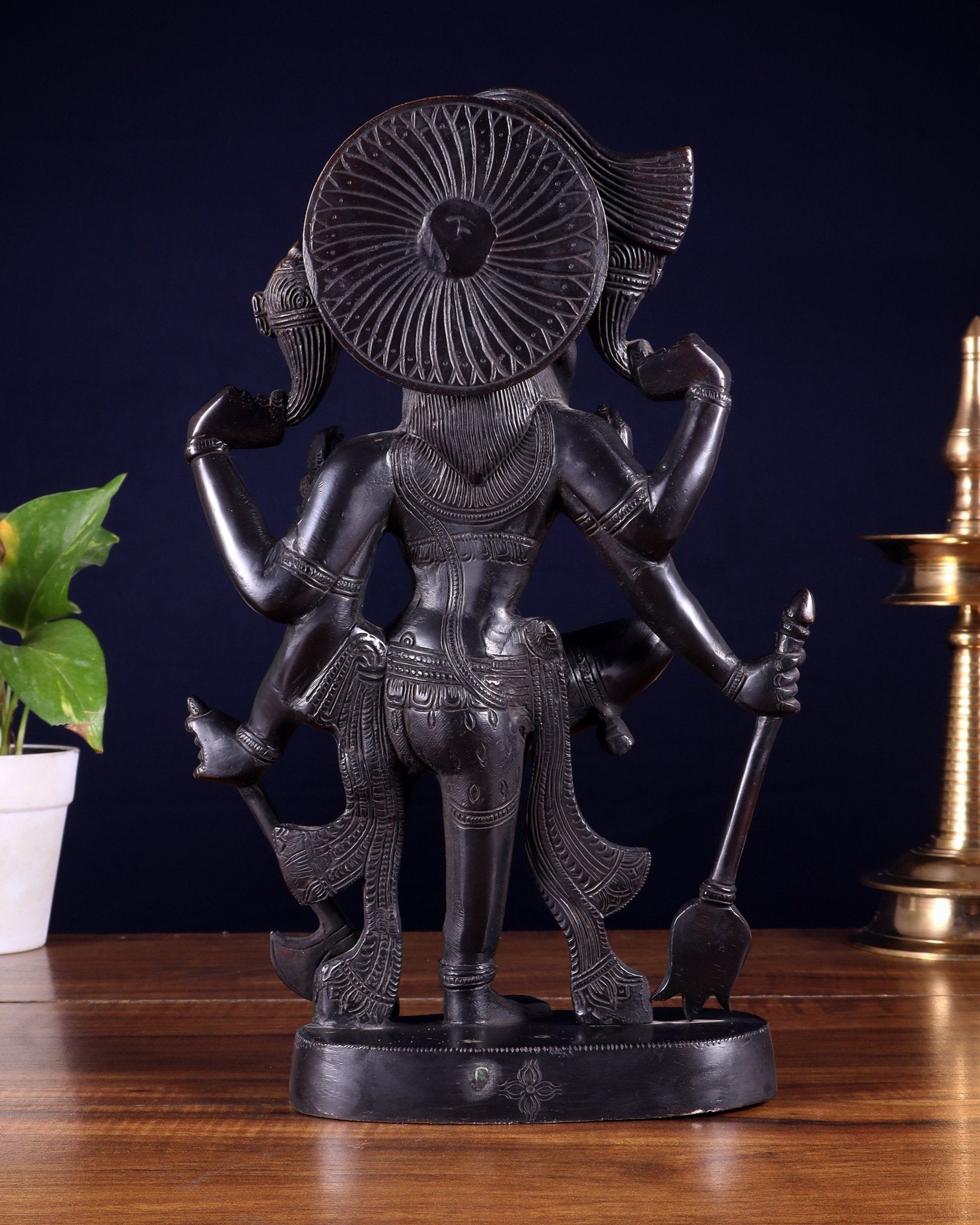 Pure Brass Handcrafted veer bhadra swamy Lord Shiva with 6 Arms - 13 inch - Budhshiv.com