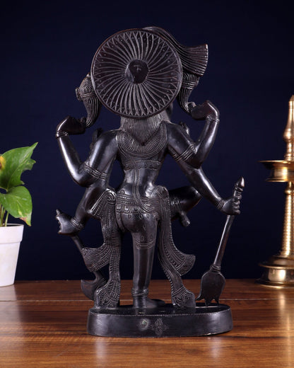 Pure Brass Handcrafted veer bhadra swamy Lord Shiva with 6 Arms - 13 inch - Budhshiv.com