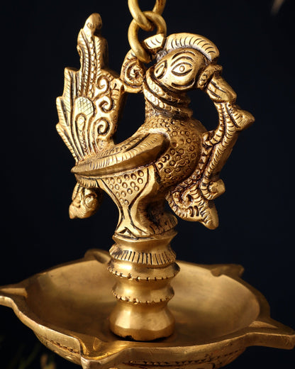 Pure Brass Hanging Annam Lamp with 5 Wicks - Budhshiv.com