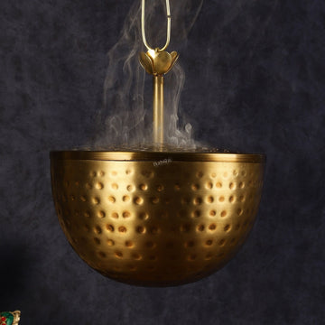 Pure Brass Hanging Lobandaan Dhoop Burner large - Budhshiv.com
