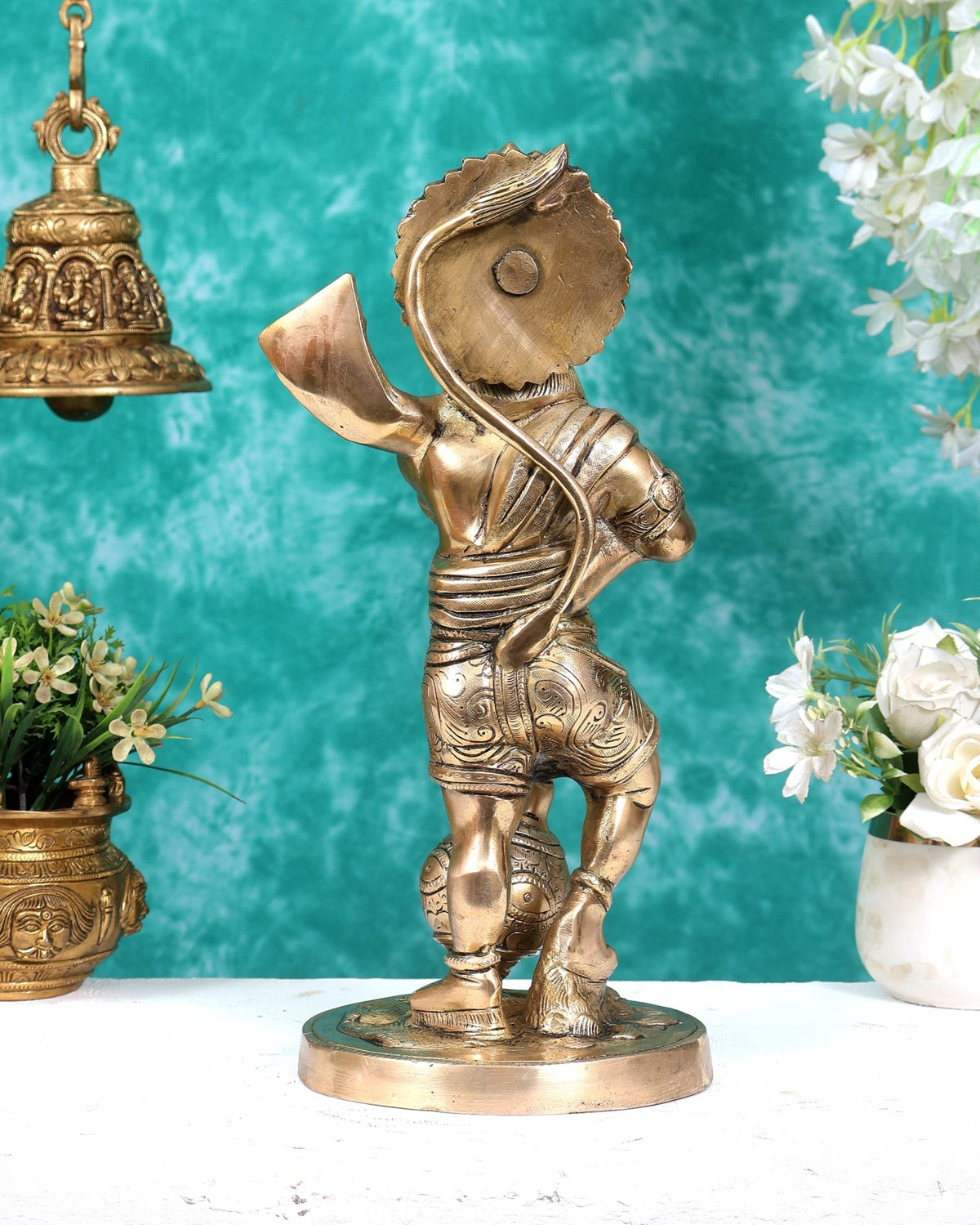 Pure Brass Hanuman Bahubali Standing Large Statue 14 inch - Budhshiv.com