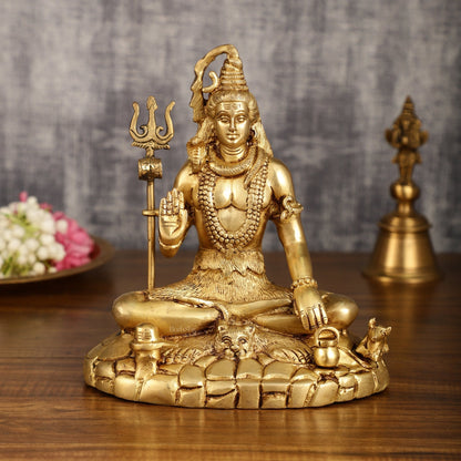 Pure Brass Highly Detailed Lord Shiva Statue | 9 Inch - Budhshiv.com