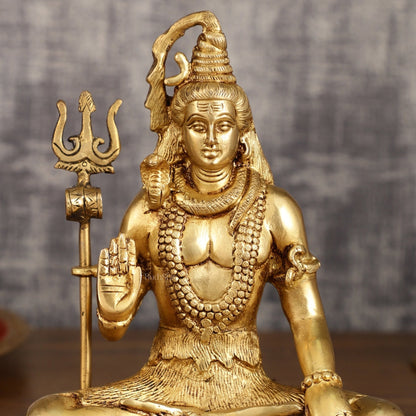 Pure Brass Highly Detailed Lord Shiva Statue | 9 Inch - Budhshiv.com