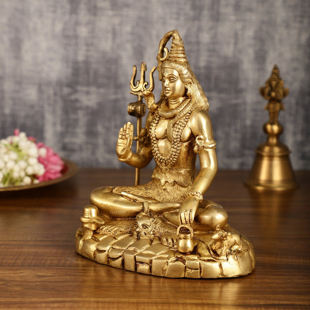 Pure Brass Highly Detailed Lord Shiva Statue | 9 Inch – Budhshiv.com