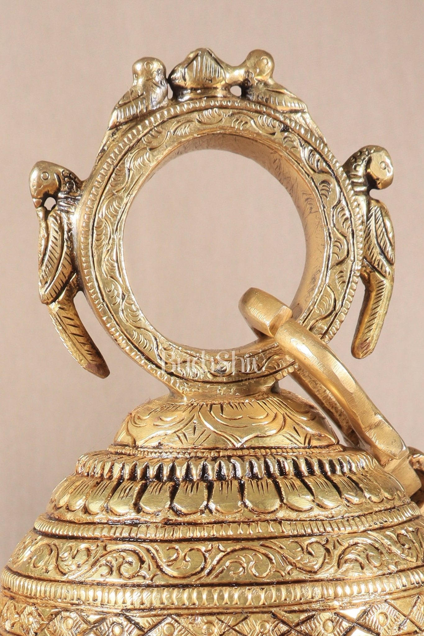 Pure Brass Hindu Gods Engraved Hanging Temple with Strong Chain 36" - Budhshiv.com