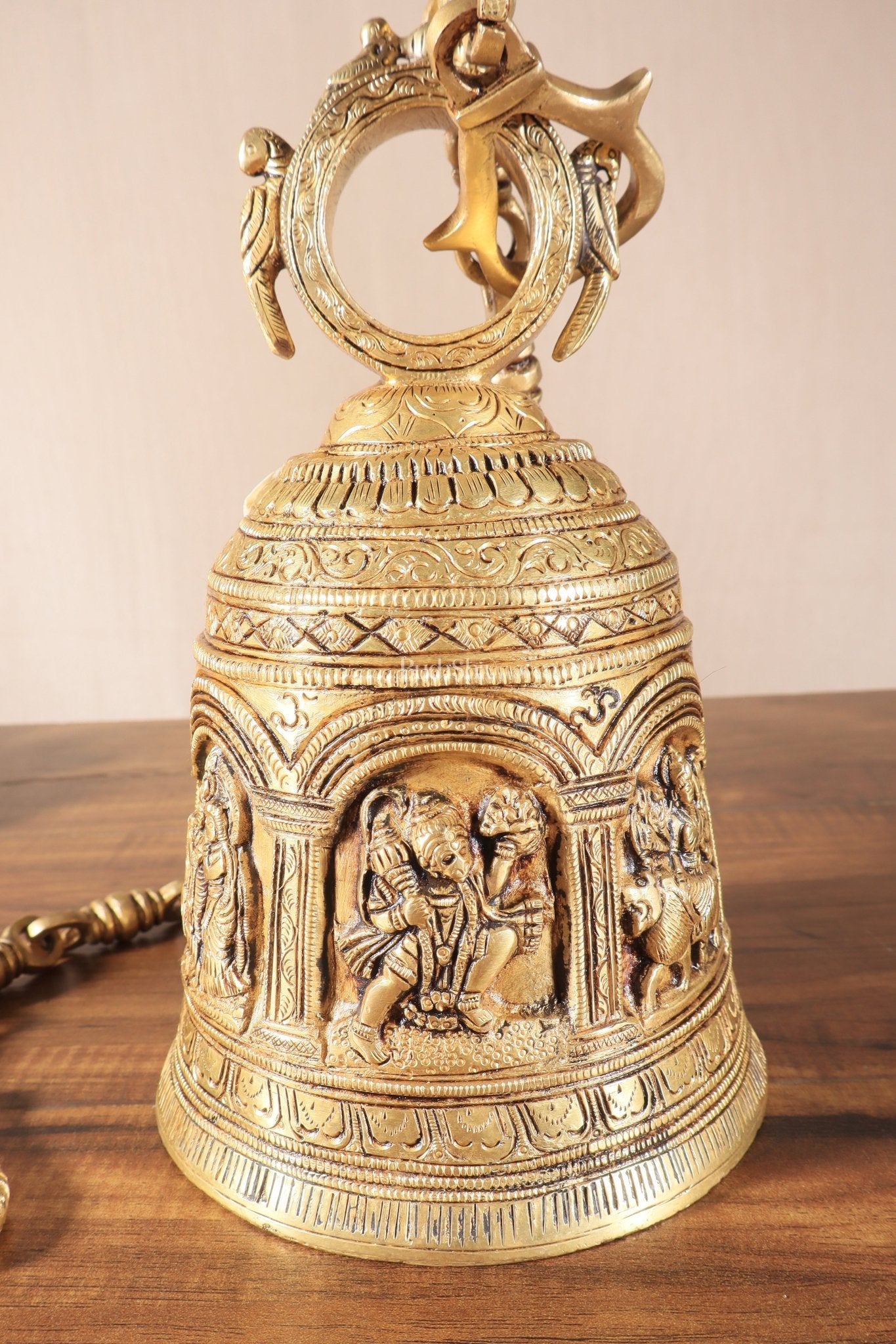 Pure Brass Hindu Gods Engraved Hanging Temple with Strong Chain 36" - Budhshiv.com