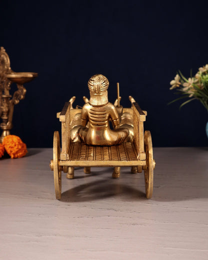 Pure Brass Indian Villager Bullock Cart – Traditional Showpiece & Gift 11" wide. - Budhshiv.com