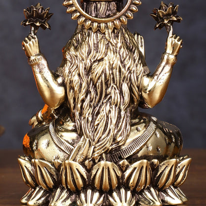 Pure Brass Intricate Lakshmi Idol - Superfine Lightweight 5" - Budhshiv.com