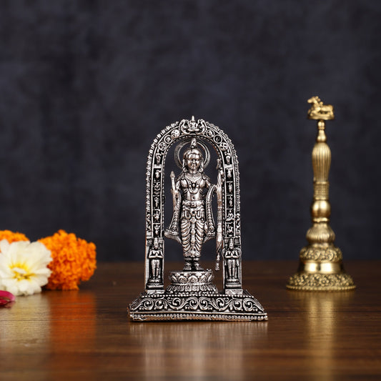 Pure Brass Intricate Silver Plated Ram Lalla Idol - 4" Tall - Budhshiv.com