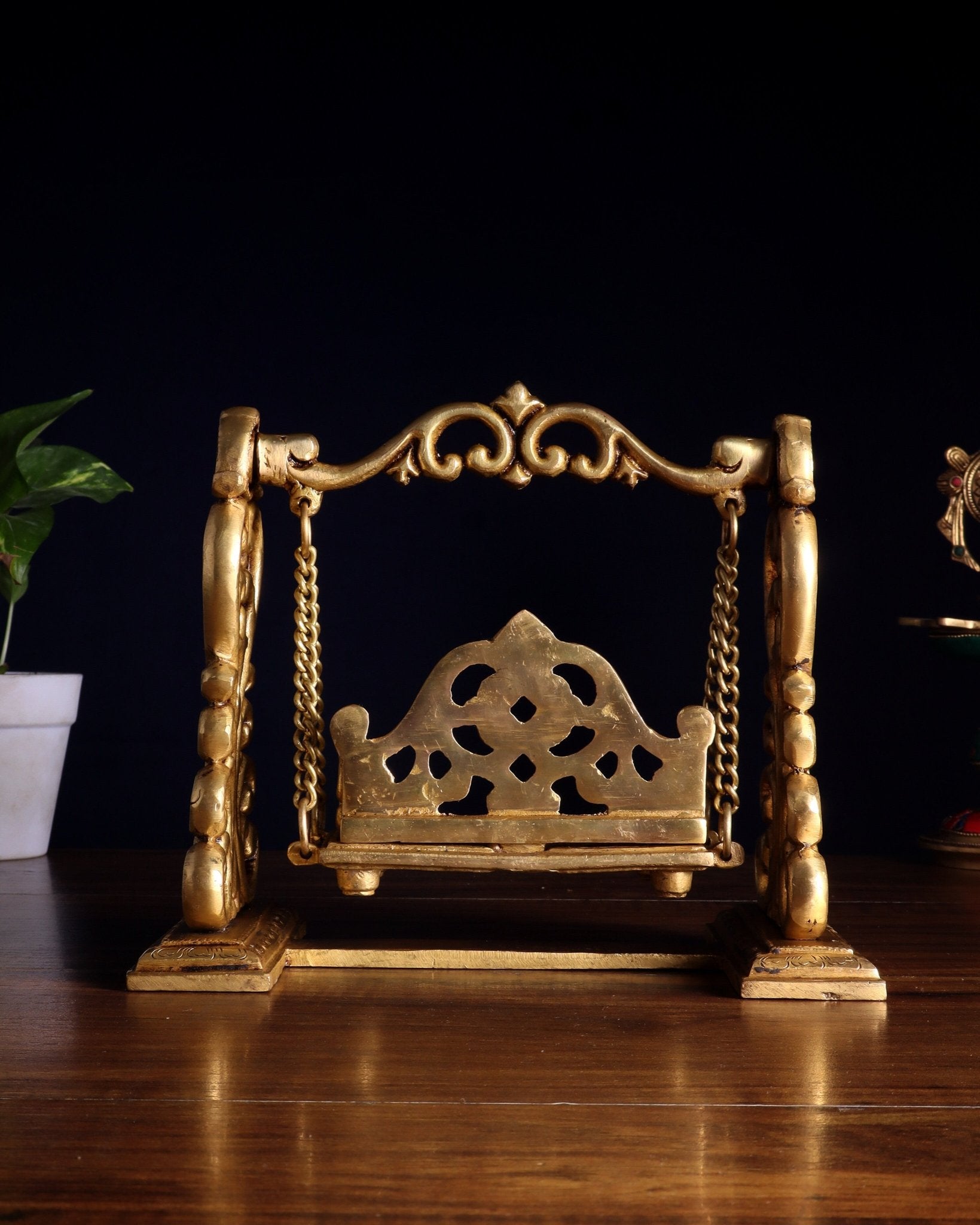 Pure Brass Jhoola Swing for God Idols 7.5 inch - Budhshiv.com