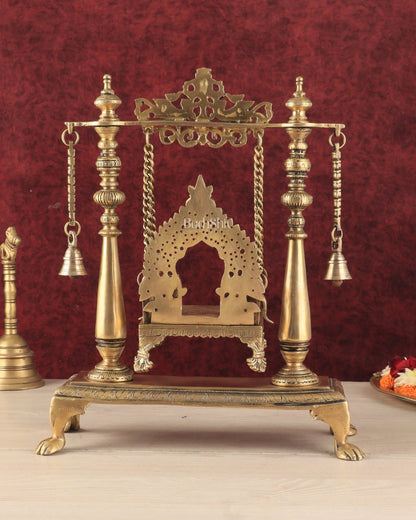 Pure Brass Jhoola/Swing with Singhasan for God Idols - Budhshiv.com