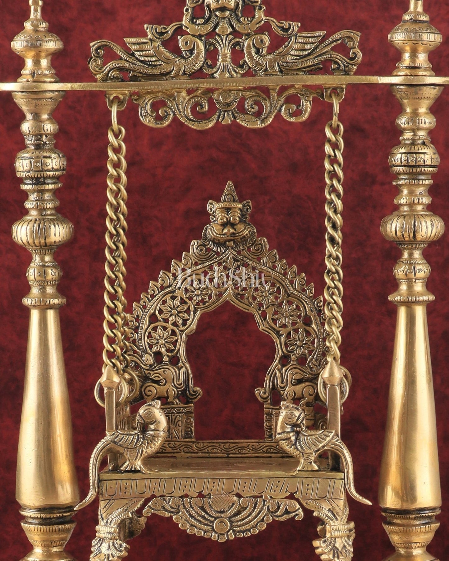 Pure Brass Jhoola/Swing with Singhasan for God Idols - Budhshiv.com