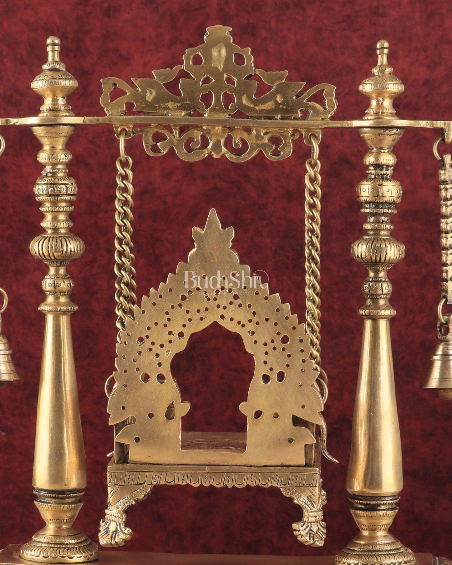 Pure Brass Jhoola/Swing with Singhasan for God Idols - Budhshiv.com