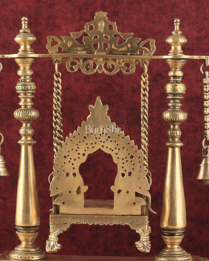 Pure Brass Jhoola/Swing with Singhasan for God Idols - Budhshiv.com