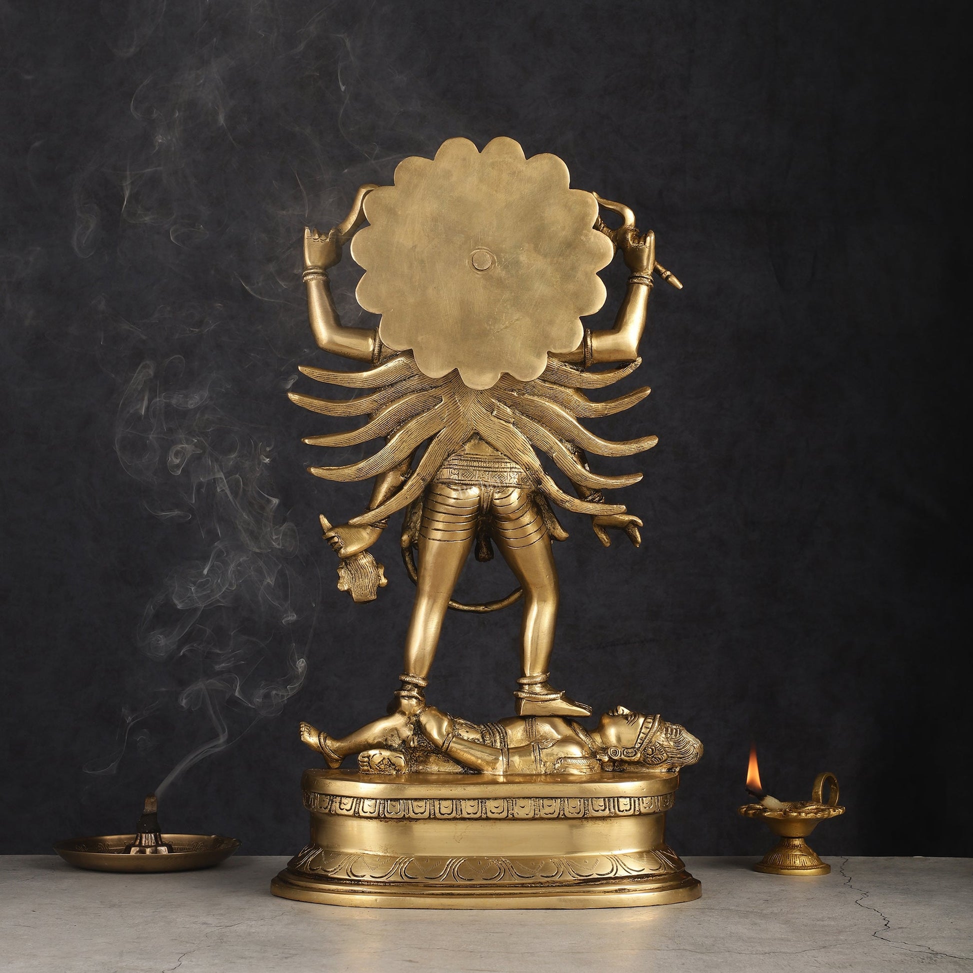 Pure Brass Kali Mata Idol with Four Arms 18" - Budhshiv.com