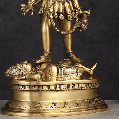 Pure Brass Kali Mata Idol with Four Arms 18" - Budhshiv.com
