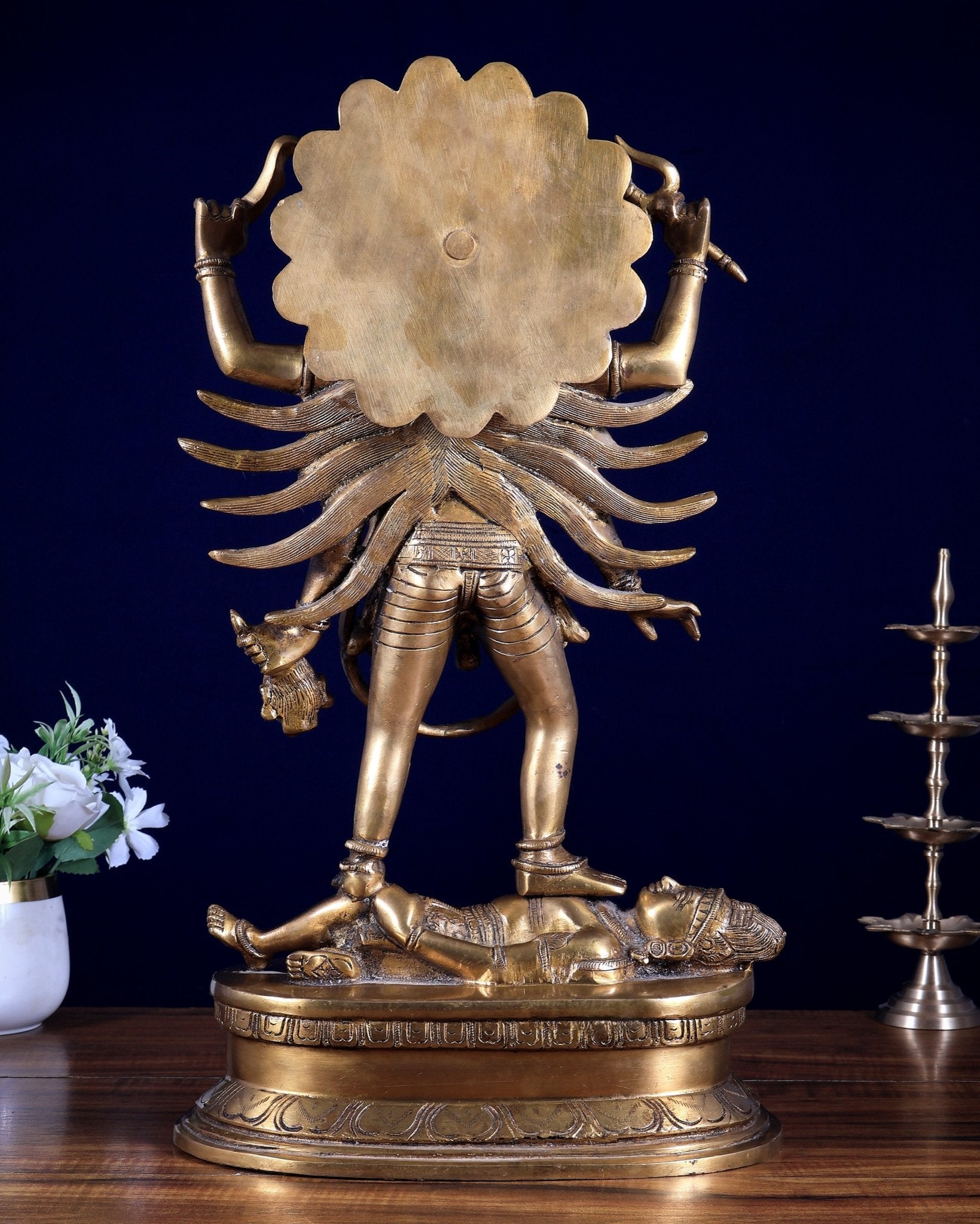 Pure Brass Kali Mata Idol with Four Arms 18" - Budhshiv.com