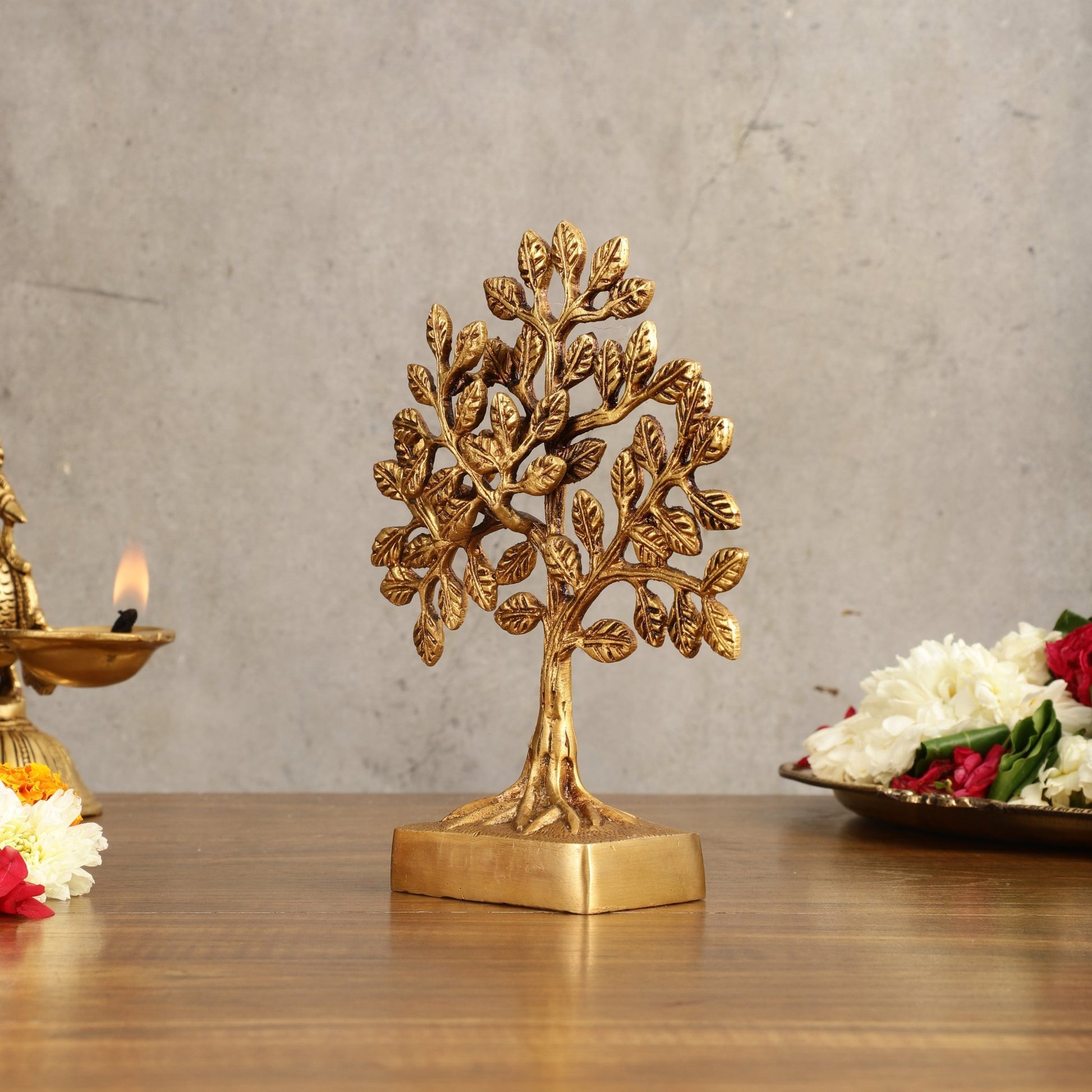 Pure Brass Kalpavriksha Tree - 8.5" Height - Budhshiv.com