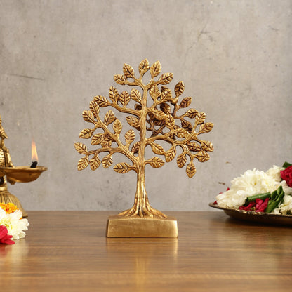 Pure Brass Kalpavriksha Tree - 8.5" Height - Budhshiv.com