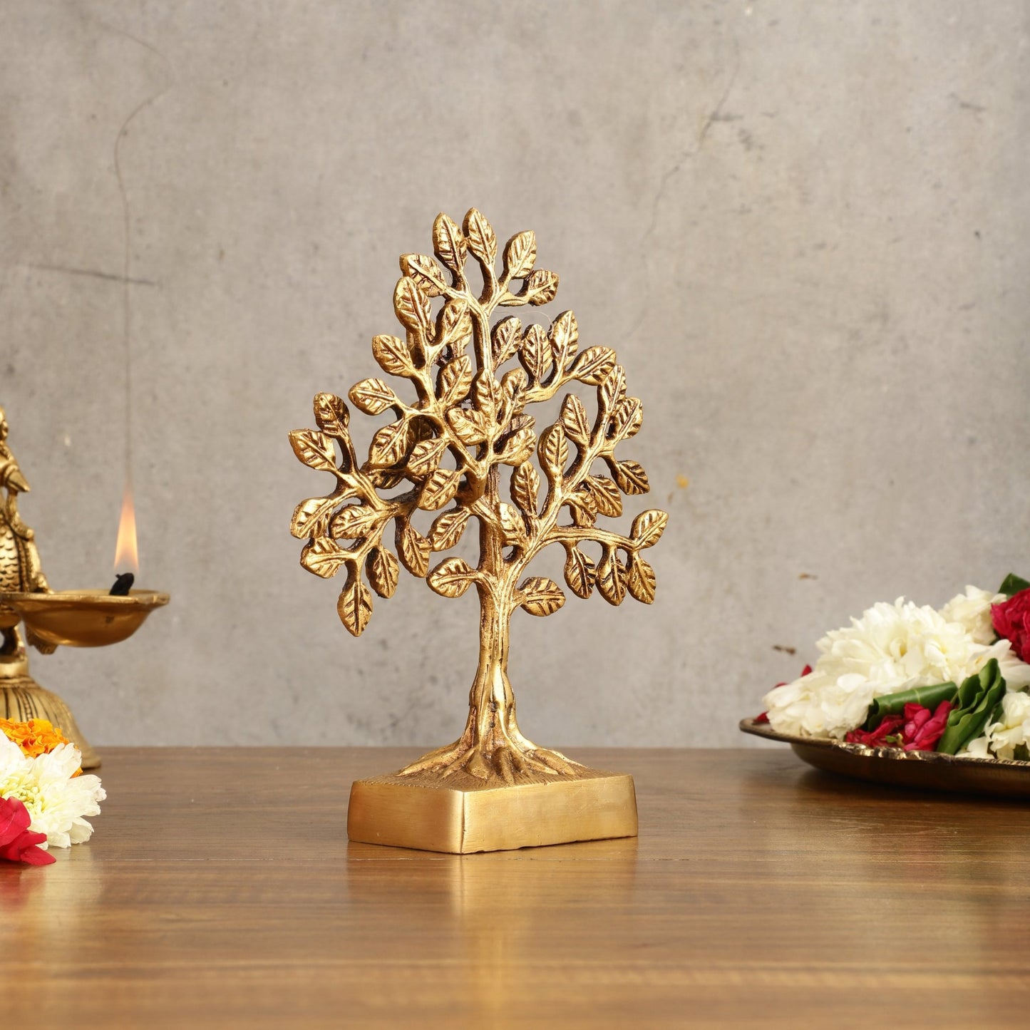 Pure Brass Kalpavriksha Tree - 8.5" Height - Budhshiv.com