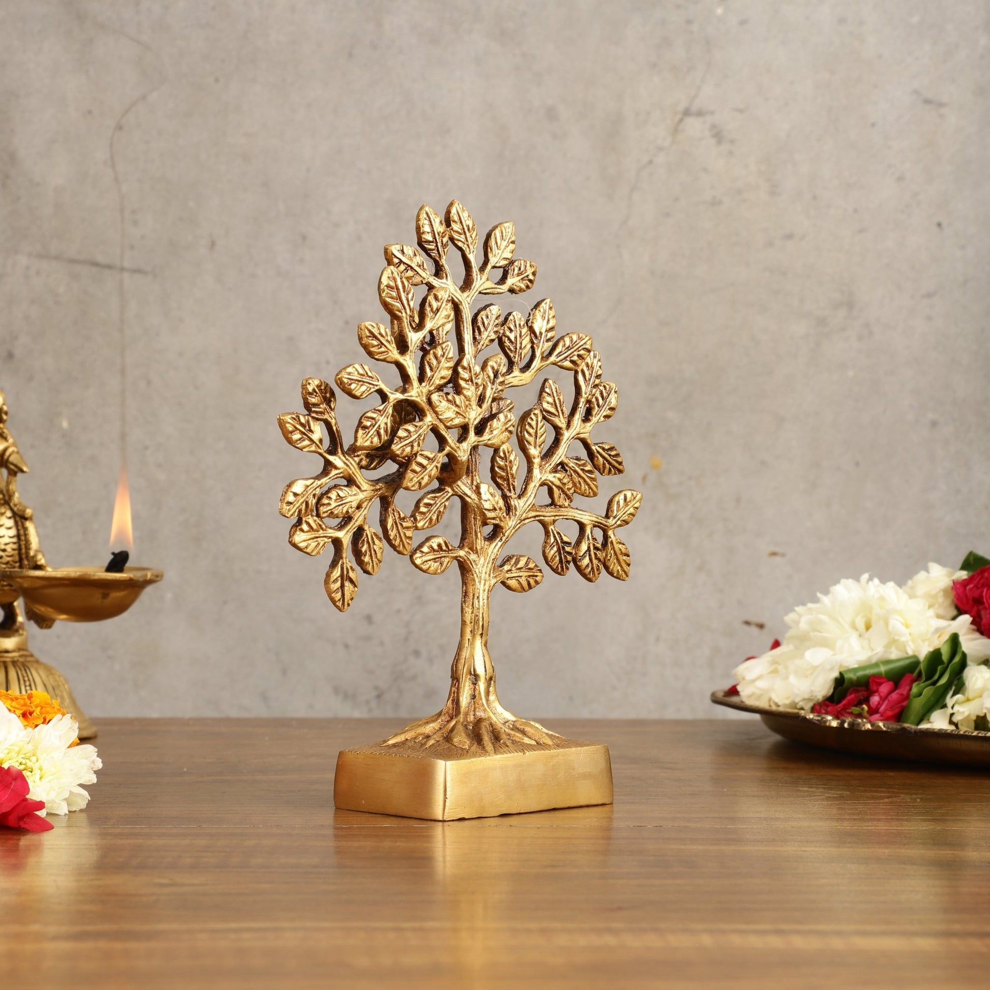 Pure Brass Kalpavriksha Tree - 8.5" Height - Budhshiv.com