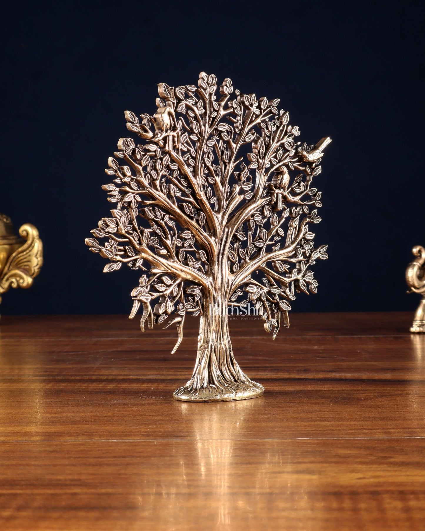 Pure Brass Kalpavriksha Tree Showpiece – 6" - Budhshiv.com
