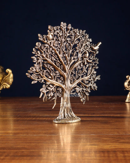Pure Brass Kalpavriksha Tree Showpiece – 6" - Budhshiv.com