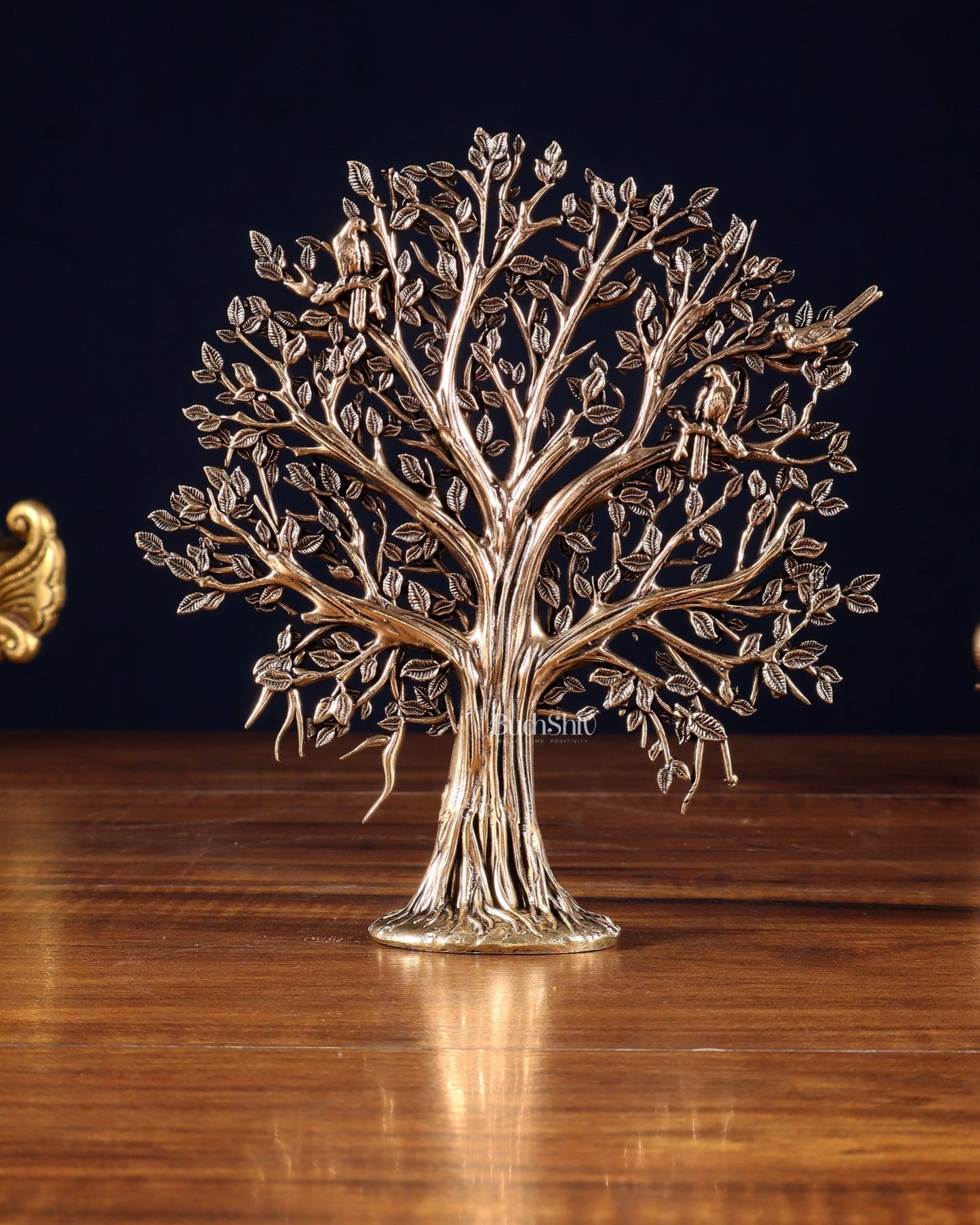 Pure Brass Kalpavriksha Tree Showpiece – 6" - Budhshiv.com