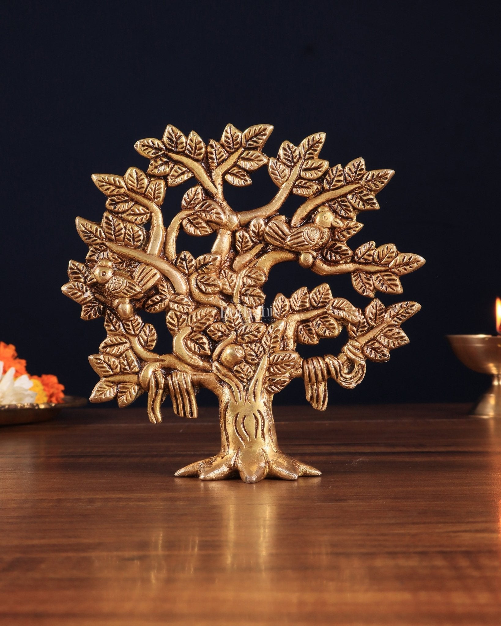 Pure Brass Kalpavriksha Tree – Small Size 6" - Budhshiv.com