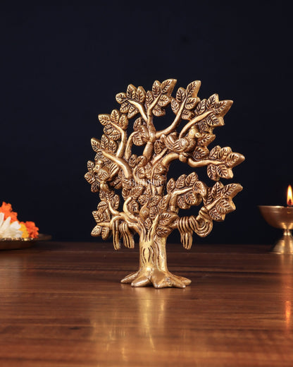 Pure Brass Kalpavriksha Tree – Small Size 6" - Budhshiv.com