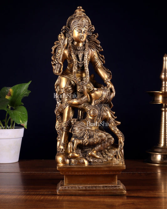 Pure Brass Kamadev and Rati Idol | 13 Inch Height | Vintage Brass Finish - Budhshiv.com