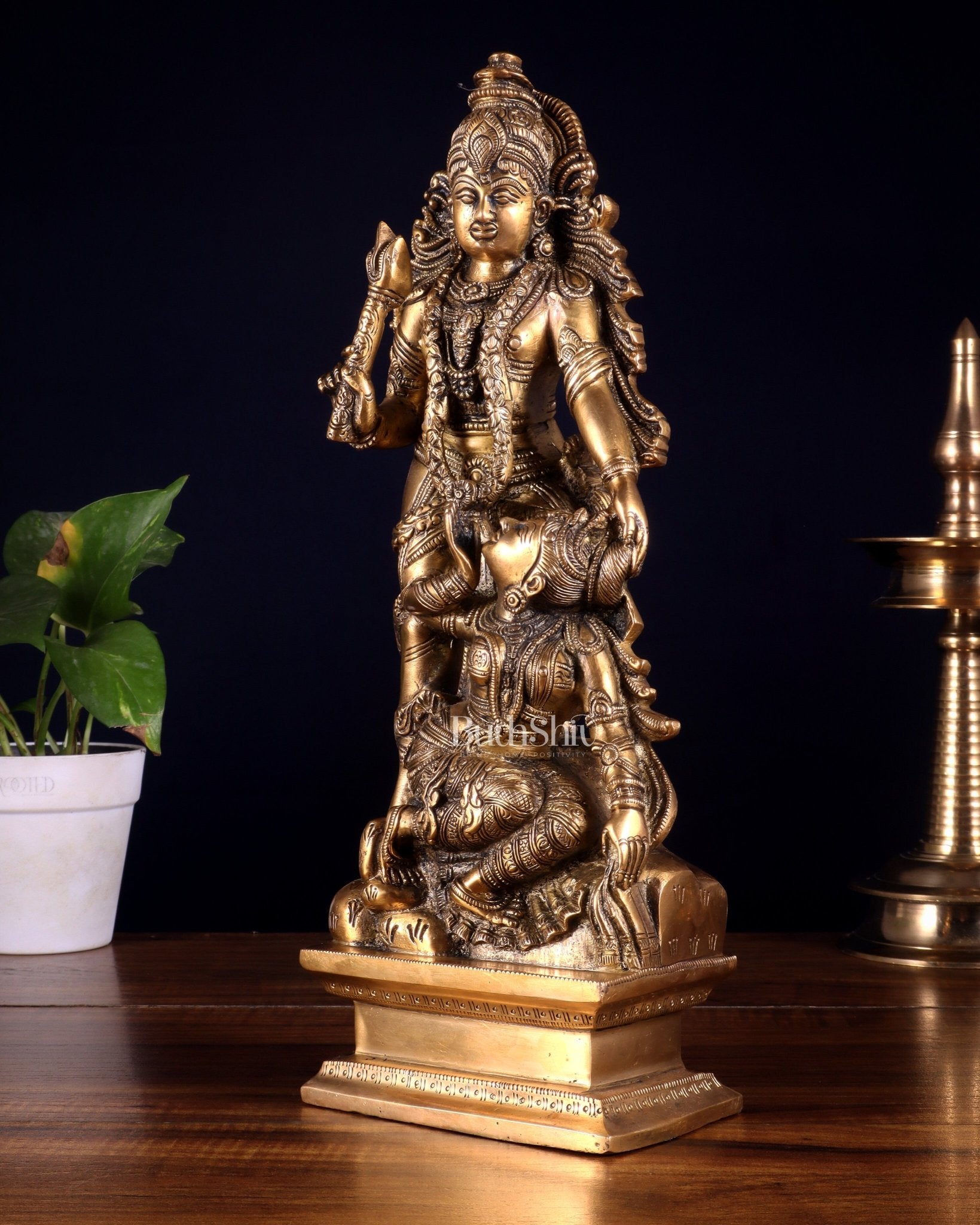 Pure Brass Kamadev and Rati Idol | 13 Inch Height | Vintage Brass Finish - Budhshiv.com
