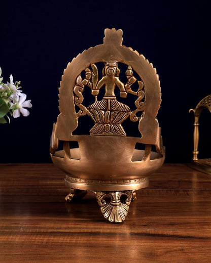 Pure Brass Kamatchi Vilakku – Rajarajeshwari Lalita Devi Oil Diya Lamp 9.5 inch - Budhshiv.com
