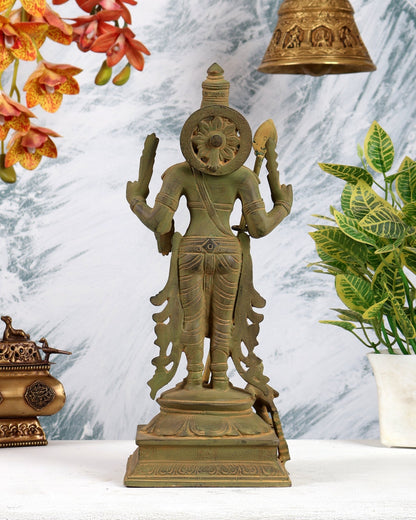 Pure Brass Kartikeya Murugan Swamy Statue – 14” Green patina - Budhshiv.com