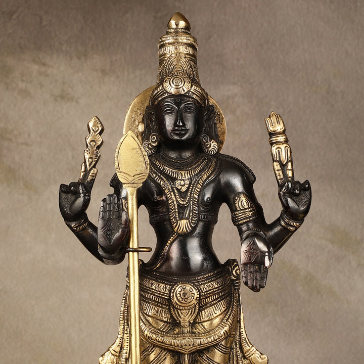 Pure Brass Kartikeya Murugan Swamy Statue - 14 inch - Budhshiv.com
