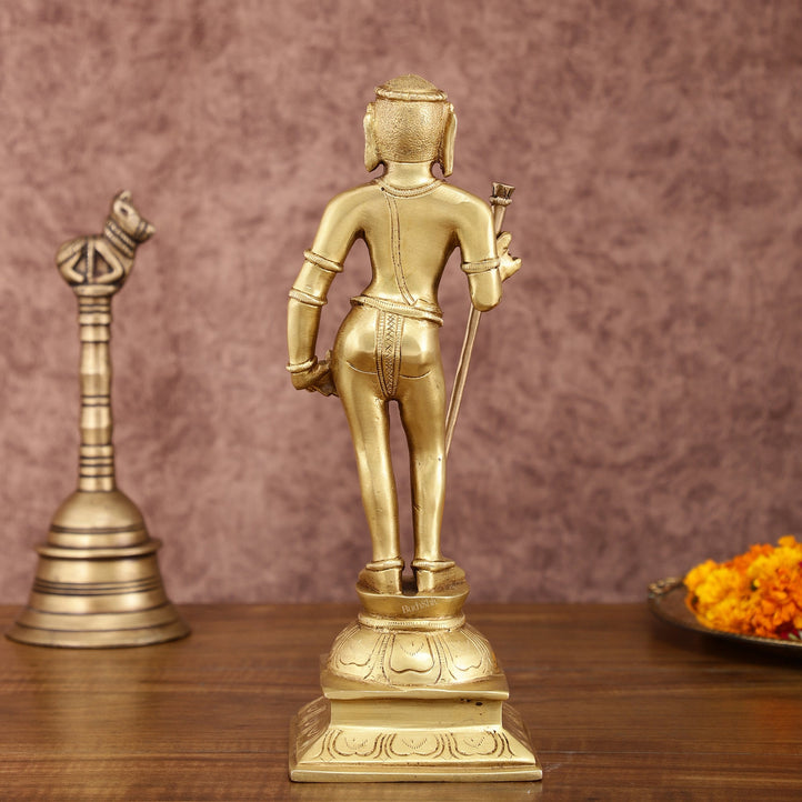 Pure Brass Kartikeya Palani Murugan KumaraSwamy Idol | 11 Inch Height - Budhshiv.com