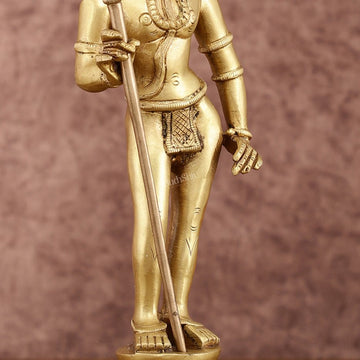 Pure Brass Kartikeya Palani Murugan KumaraSwamy Idol | 11 Inch Height - Budhshiv.com