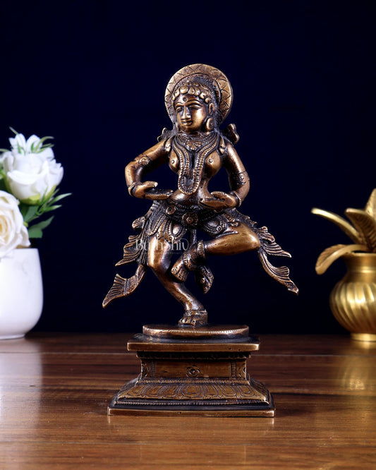 Pure Brass Kathakali Dancing Lady – Traditional Indian Dancer Showpiece 7 inch - Budhshiv.com