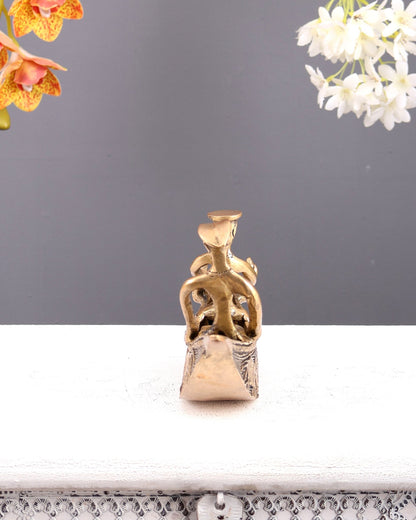 Pure Brass Kerala Backwaters Boat Showpiece – Rider & Passenger Decorative Sculpture (12.2 Inches) - Budhshiv.com