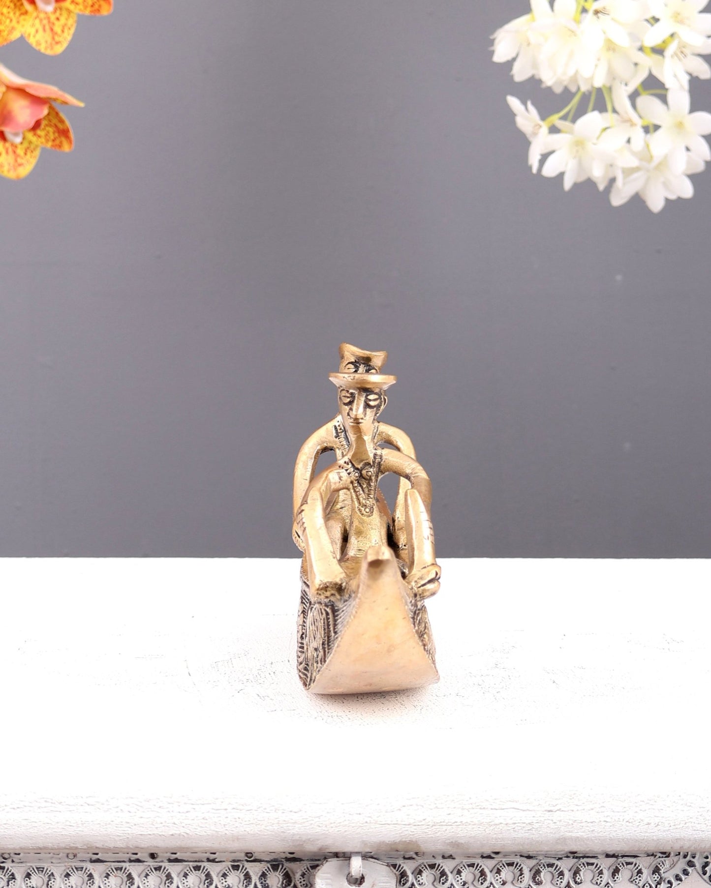 Pure Brass Kerala Backwaters Boat Showpiece – Rider & Passenger Decorative Sculpture (12.2 Inches) - Budhshiv.com