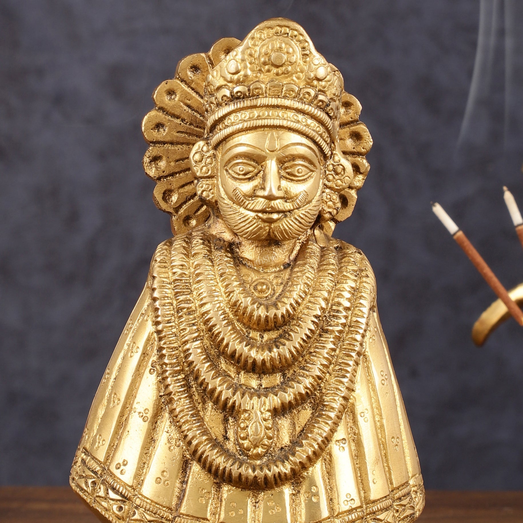 Pure Brass Khatu Shyam Idol - 6.5" Height - Budhshiv.com