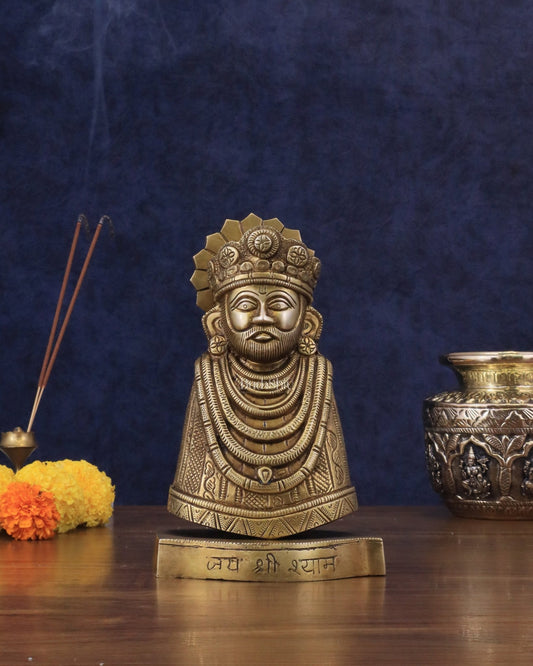 Pure Brass Khatu Shyam Statue - 9" - Budhshiv.com