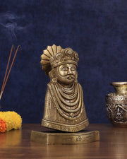 Pure Brass Khatu Shyam Statue - 9" - Budhshiv.com