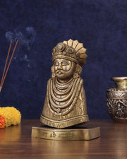 Pure Brass Khatu Shyam Statue - 9" - Budhshiv.com