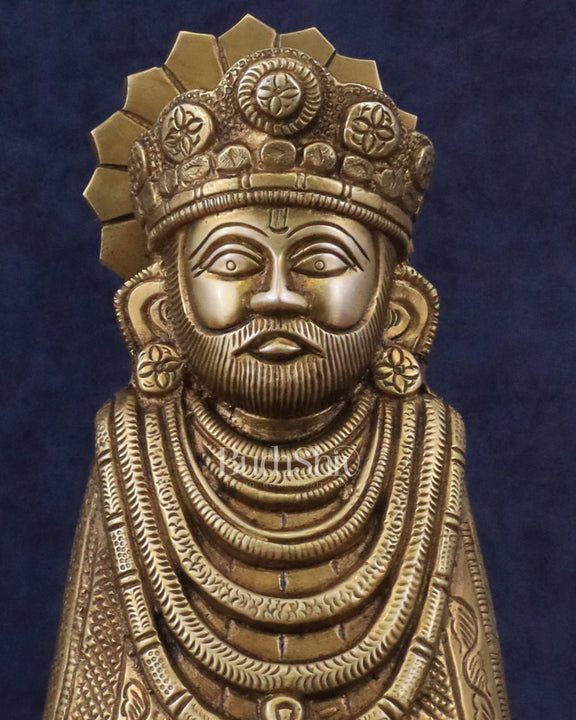 Pure Brass Khatu Shyam Statue - 9" - Budhshiv.com