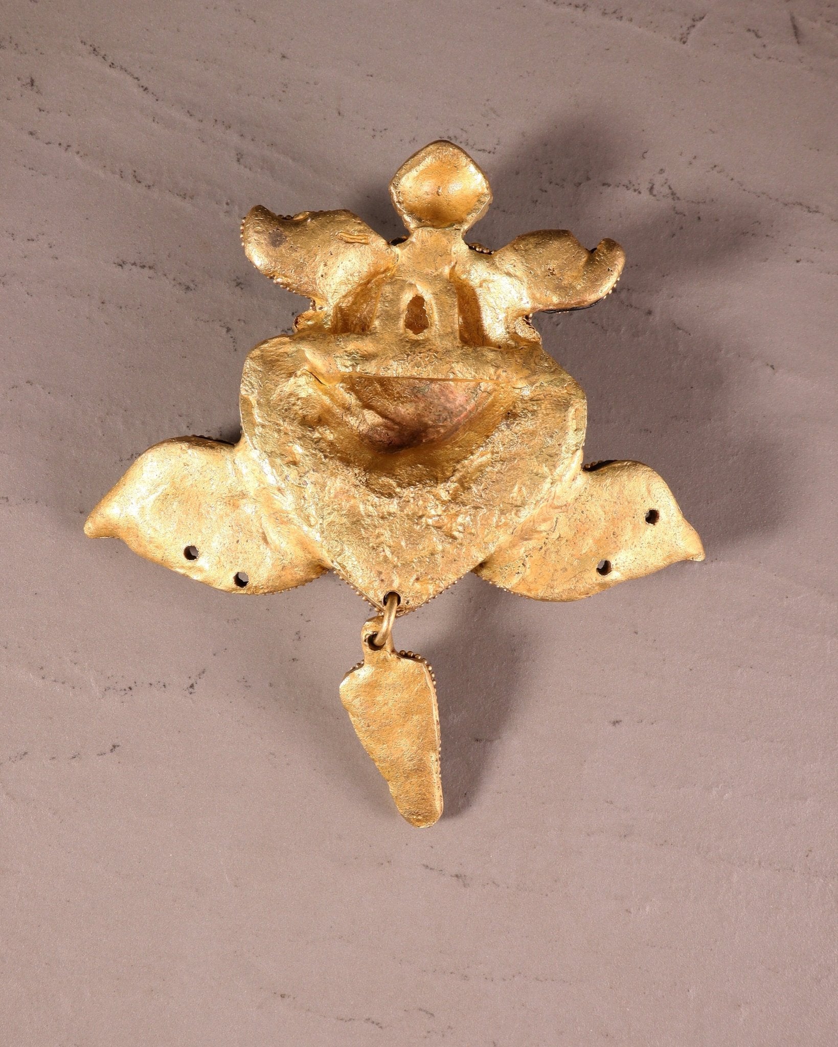 Pure Brass Kirtimukha Yali Wall Hanging - 6" Height, 8" Width meenakari - Budhshiv.com