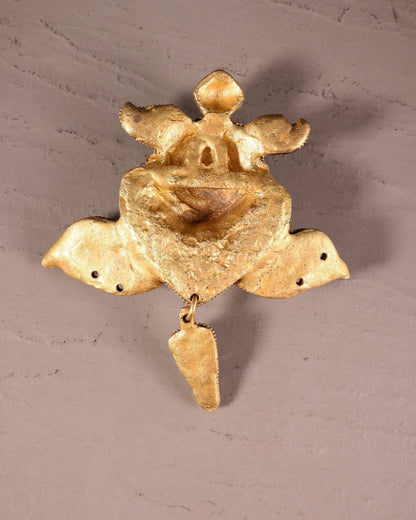 Pure Brass Kirtimukha Yali Wall Hanging - 6" Height, 8" Width meenakari - Budhshiv.com